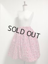 ハンドメイドギャザースカート【リボン柄赤系・57ｃm丈】