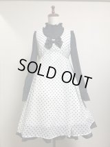 【Sale50%OFF】タックジャンパースカート【白黒水玉】