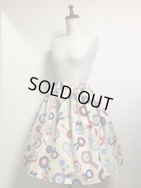 ハンドメイドギャザースカート【ロゼット柄・52ｃm丈】