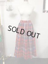 チェック柄ハンドメイドギャザースカート(3)【ロング丈・75ｃm丈】
