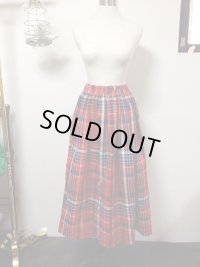 チェック柄ハンドメイドギャザースカート(3)【ロング丈・75ｃm丈】