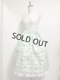 【Sale30%OFF】すうじネコ ギャザーＳＫ【ミディアム丈・レース付】