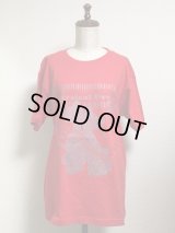 【50％OFF】音符ネコ柄Ｔシャツ【男女兼用Ｍサイズ・レッド】