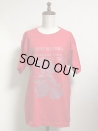 【50％OFF】音符ネコ柄Ｔシャツ【男女兼用Ｍサイズ・レッド】