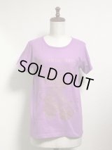 【50％OFF】音符ネコ柄Ｔシャツ【ウーマンＭサイズ・バイオレット】