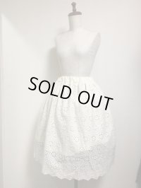 綿レースハンドメイドギャザースカート【59ｃm丈】