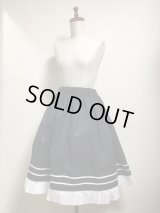 ハンドメイドギャザースカート・黒×プリーツ・裾ライン入り【60ｃm丈】