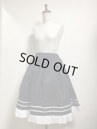 ハンドメイドギャザースカート・黒×プリーツ・裾ライン入り【60ｃm丈】