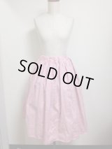 ハンドメイドギャザースカート・りぼん蝶々柄・ピンク白系【67ｃm丈】