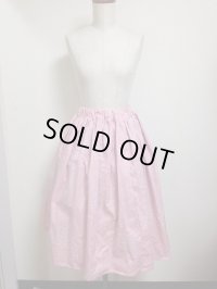 ハンドメイドギャザースカート・りぼん蝶々柄・ピンク白系【67ｃm丈】