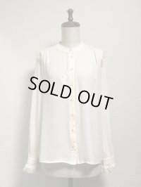 【50％OFF】セレクト品立ち襟ブラウス(5)【ピンク×肩レース】