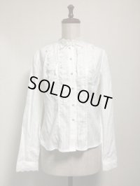【30％OFF】セレクト品立ち襟ブラウス(3)【白×白レース】