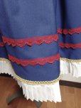 画像2: ハンドメイドギャザースカート・紺色×プリーツ・裾赤ライン入り【63ｃm丈】 (2)