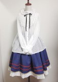 画像3: ハンドメイドギャザースカート・紺色×プリーツ・裾赤ライン入り【63ｃm丈】 (3)