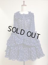 【Ｓａｌｅ】姫袖ミニドレス【紺生成水玉】