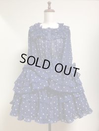 【Ｓａｌｅ】姫袖ミニドレス【紺生成水玉】