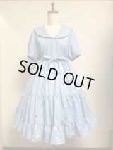 セーラーティアードワンピース【水色】