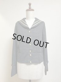 【SpecialPrice】セーラーカーディガン【黒グレーボーダー×金ライン】