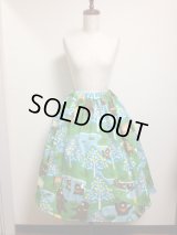 ハンドメイドギャザースカート【くまリゾート柄・67ｃm丈】　