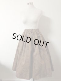 ハンドメイドスカート・モノトーンスイーツ柄【チョコブラウン系・70ｃm丈】　
