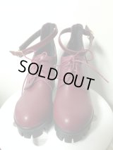 【セレクト商品】厚底紐靴・足首ベルト付き【ワインレッド・ＸＬ】