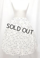 ハンドメイドギャザースカート【オシャレアイテムねこ柄・生成系・57c丈】
