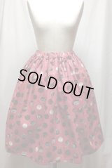 ハンドメイドギャザースカート【トリュフチョコレート柄・ダークピンク系・54c丈】