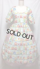 デイリーワンピース【カラフルキッチン柄・ミント系・１０６c丈】