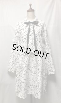 【セレクト商品】眼鏡柄ワンピース【白系・90c丈・送料込】