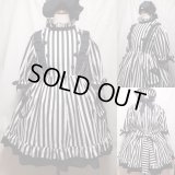 【受注予約・4月30日迄受付中！】ナース風ワンピース【黒白ストライプ・レギュラーサイズ】