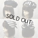 ナースキャップ風ヘッドドレス【黒白ストライプ】