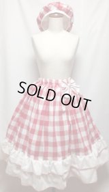 ギンガムベレー＆SKセット【ギンガムチェック赤系・65c丈】