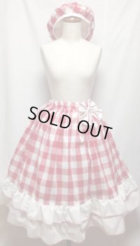 ギンガムベレー＆SKセット【ギンガムチェック赤系・65c丈】