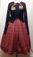 画像4: ハンドメイドギャザースカート【赤タータンチェック・裾黒ライン・65c丈】 (4)