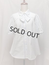 25th anniversaryスクールシリーズブラウス【水色ストライプ・Mサイズ】