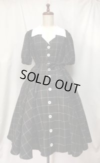 レトロワンピース【チェック×白衿】