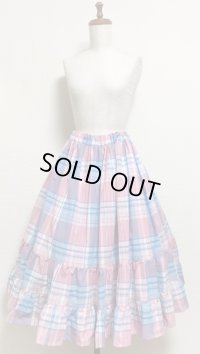 ハンドメイドスカート【チェック柄・72ｃm丈】　