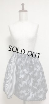 【Sale30％OFF】ネコ迷彩柄ハンドメイドスカート【ストライプ切替・38ｃm丈】　