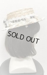 【30％OFF】麦わらフリル帽子【茶色リボン×生成リボン×生成レース】