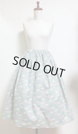 ハンドメイドギャザースカート【キツネ柄・68ｃm丈】　
