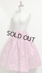 ハンドメイドギャザースカート【ピンク系ぬいぐるみ柄・57c丈】