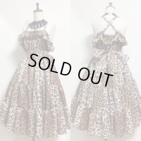 シャーリングティアードドレス（ミディアム丈）【ヒョウ柄】