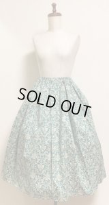 ハンドメイドギャザースカート【クラシカル柄・グリーン系・68ｃm丈】　