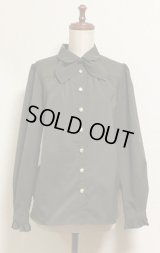 【Sale30%OFF】デイリー長袖ブラウス【無地カーキグリーン・Mサイズ】