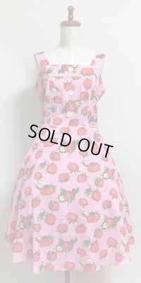 【セレクト商品】ハイウエストJSK【ピンク系イチゴ柄・Lサイズ・103c丈】