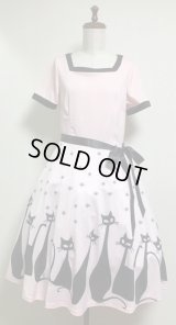 【セレクト商品】ネコ柄半袖OP【ピンク系】