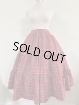 ハンドメイド3段ティアードスカート【タータンチェック赤70c丈】