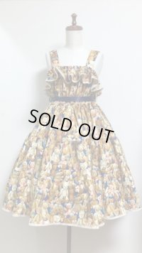 テディベア柄シャーリング3段ティアードＪＳＫ【紺系・94c丈】