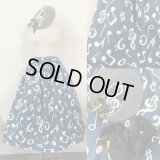 【新春企画】スカート＋ベレー＋手袋セット【ネイビー音符セット・スカート70c丈】