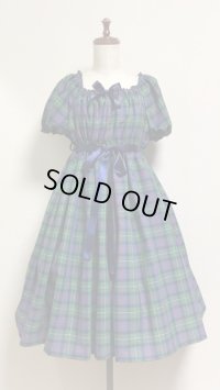 デイリーシャーリングワンピース【グリーン系チェック・98丈】